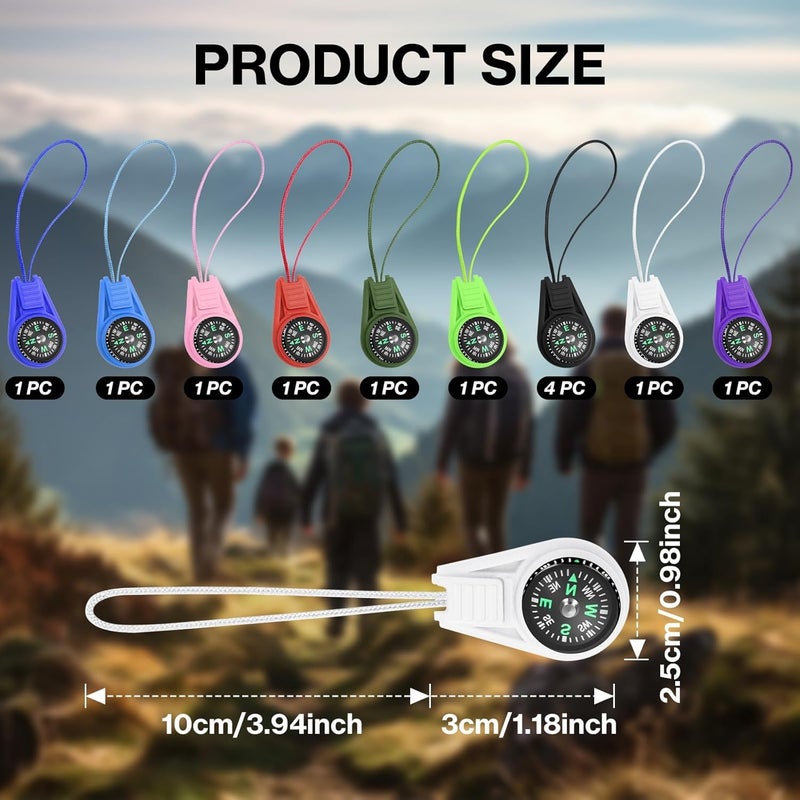 Taikula Mini Compass for Kids Keychain, Small Bulk Multi-Color Outdoor Camping Hiking Pocket Compass for Survival Kits Watchband Bracelet Necklace - Image 2